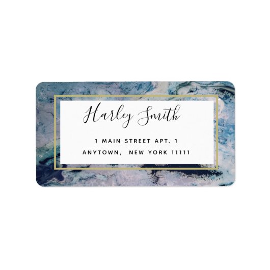 Blue Marble Agate Waterverf Return Address Label (Voorkant)