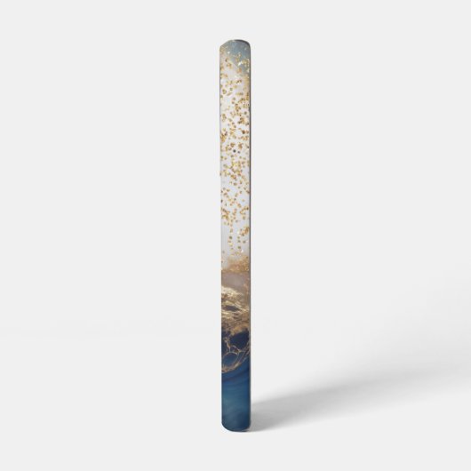blue marble chic gold glitter monogram samsung galaxy hoesje (Linkerkant)