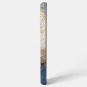 blue marble chic gold glitter monogram samsung galaxy hoesje (Achterkant horizontaal)