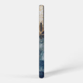 blue marble chic gold glitter monogram samsung galaxy hoesje (Rechterkant)