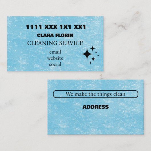 Blue Marble Cleaning Service Visitekaartje (Voorkant / Achterkant)