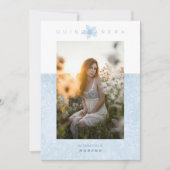 Blue Marble Effect Romantic Foto Quinceañera Kaart (Voorkant)