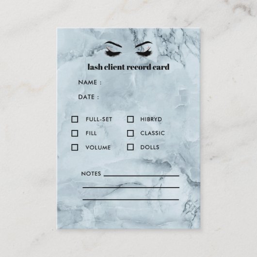 Blue Marble Eyelash Extension Client Consulting Visitekaartje (Voorkant)