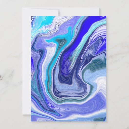 Blue Marble Fluid Art Wedding Kaart (Achterkant)