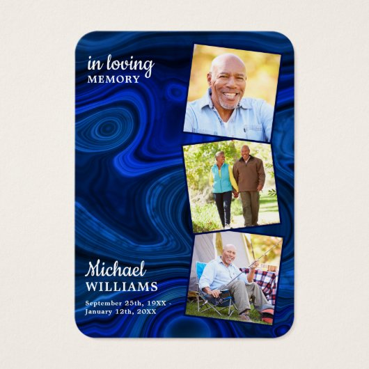 Blue Marble Funeral 3 Foto Memorial Prayer Kaart (Voorkant)