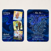 Blue Marble Funeral 3 Foto Memorial Prayer Kaart (Voorkant /achterkant)