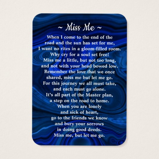 Blue Marble Funeral 3 Foto Memorial Prayer Kaart (Achterkant)