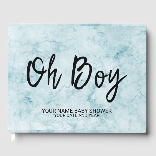 Blue Marble Gepersonaliseerde Baby Boy Shower Gues Gastenboek (Voorkant)