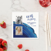 Blue Marble Glitter 2 Foto Verjaardagsfeest Servet (Insitu)