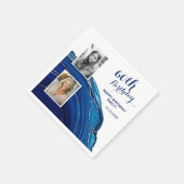 Blue Marble Glitter 2 Foto Verjaardagsfeest Servet (Hoek)