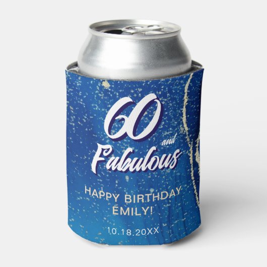 Blue Marble Glitter verjaardagsfeestje Blikjeskoeler (Blikje Voorkant)