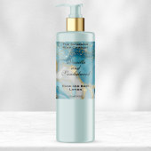 Blue Marble & Gold Glitter Cosmetics Bottle Label