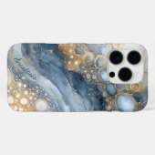 Blue Marble Gold Glitter gepersonaliseerd Case-Mate iPhone Case (Achterkant (horizontaal))