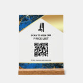 Blue Marble Hair Makeup Salon QR-code prijslijst Acryl Bord (Voorkant)