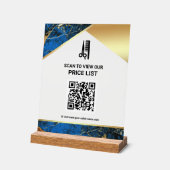 Blue Marble Hair Makeup Salon QR-code prijslijst Acryl Bord (Hoek)
