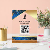 Blue Marble Hair Makeup Salon QR-code prijslijst Acryl Bord (Huwelijk)