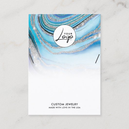 Blue Marble Logo Ketting Bracelet Display Card Visitekaartje (Voorkant)