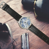 Blue Marble Mannen Horloge met Arabische cijfers