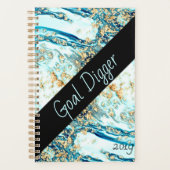 Blue Marble Metallic Gold Aqua Cobalt Boss Beauty Planner (Voorkant)