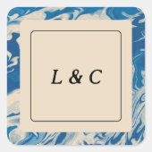 Blue Marble Modern Coastal Wedding Favoriet Vierkante Sticker (Voorkant)