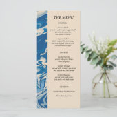 Blue Marble Modern Coastal Wedding Menu (Staand voorkant)