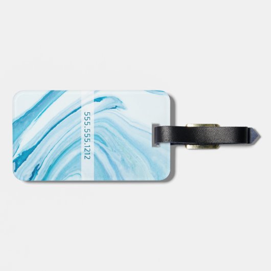 Blue Marble Monogram Bagagelabel (Achterkant horizontaal)