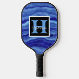 Blue Marble Monogram Name Persoonlijk Pickleball Paddle