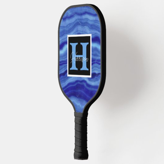 Blue Marble Monogram Name Persoonlijk Pickleball Paddle (Links)