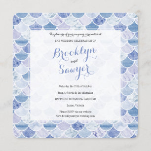 Blue Marble Mosaic Custom Wedding Invitation Kaart