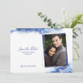 Blue Marble Ombre Gold Lijst Save the Date Aankondiging (Staand voorkant)