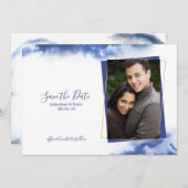 Blue Marble Ombre Gold Lijst Save the Date Aankondiging (Voorkant / Achterkant)