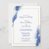 Blue Marble Ombre Gold Wedding Engagement Party Kaart (Voorkant)