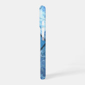 Blue Marble Pattern with Custom Name and Initial iPhone 16 Hoesje (Linkerkant)