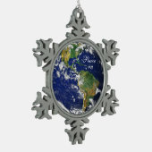 Blue Marble_Peace on Earth_Pewter sneeuwvlok Tin Sneeuwvlok Ornament (Links)