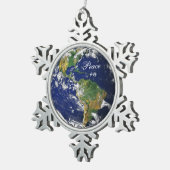 Blue Marble_Peace on Earth_Pewter sneeuwvlok Tin Sneeuwvlok Ornament (Rechts)