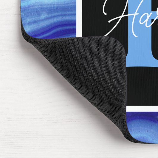 Blue Marble Personalised Monogram Name Muismat (Hoek)