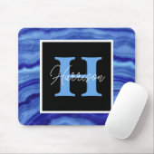 Blue Marble Personalised Monogram Name Muismat (Met muis)