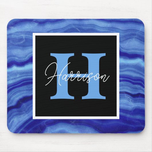 Blue Marble Personalised Monogram Name Muismat (Voorkant)