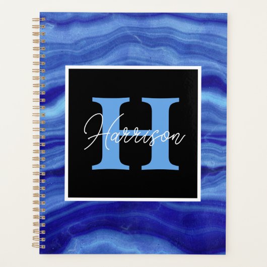 Blue Marble Personalised Monogram Name Planner (Voorkant)