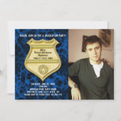 Blue Marble Photo Police Graduparty Kaart (Voorkant)