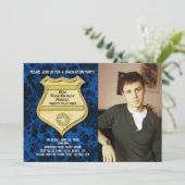 Blue Marble Photo Police Graduparty Kaart (Staand voorkant)