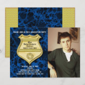 Blue Marble Photo Police Graduparty Kaart (Voorkant / Achterkant)