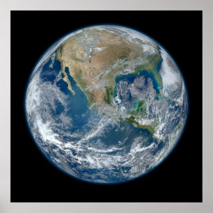 Blue Marble Planet Earth Noord-Amerika Poster