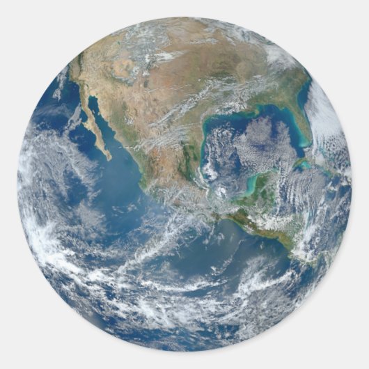 Blue Marble Planet Earth Noord-Amerika Ronde Sticker (Voorkant)