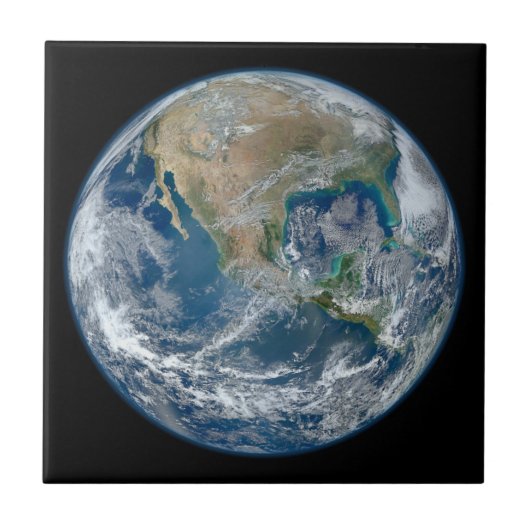 Blue Marble Planet Earth Noord-Amerika Tegeltje (Voorkant)