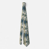 Blue Marble Sage Green Stropdas Gold Glitter Accen (Achterkant)