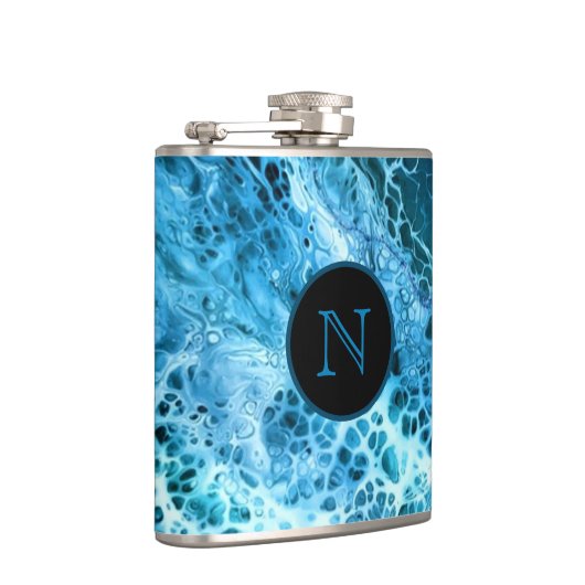 Blue Marble Splash Monogrammed Heupfles (Rechts)