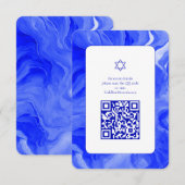 Blue Marble Star David Aangepaste QR Bar Mitswa Informatiekaartje (Voorkant / Achterkant)