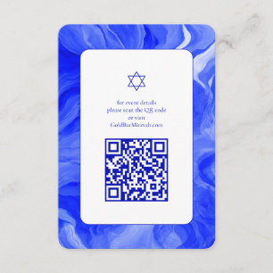 Blue Marble Star David Aangepaste QR Bar Mitswa Informatiekaartje