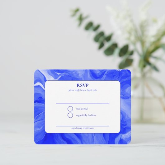 Blue Marble Star David Custom Bar Bat Mitzvah RSVP Kaartje (Staand voorkant)